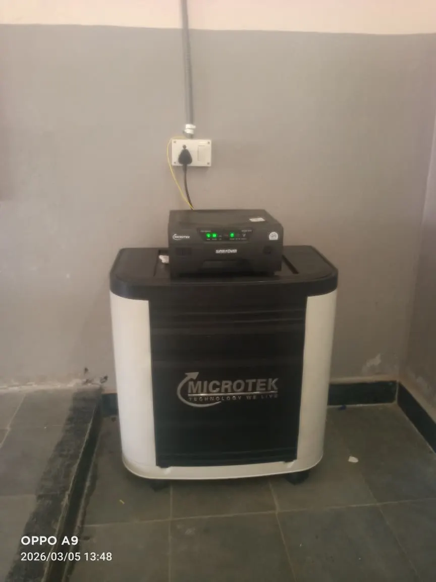 Microtek Super Power 1250VA Inverter with 150Ah Tall Tubular Battery installed at ZPHS School Saroornagar Hyderabad by Satyajan Energy Solutions